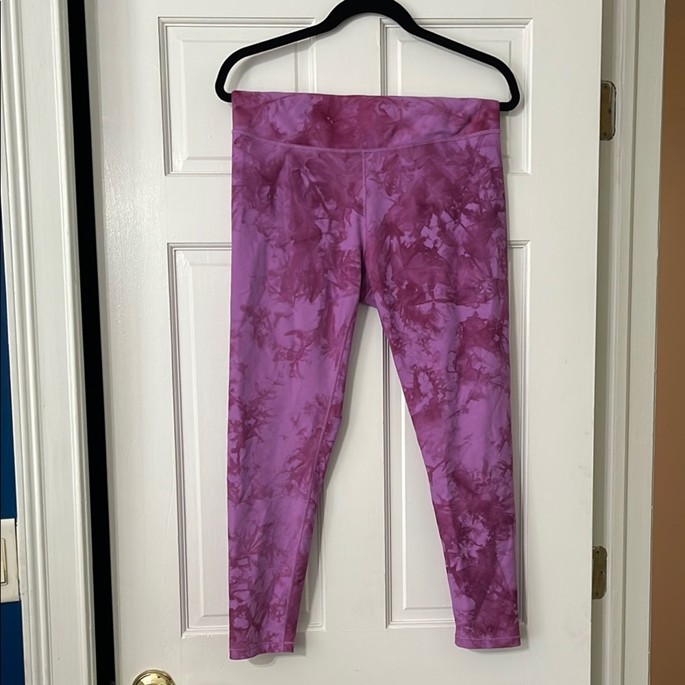 CALIA Purple Tie-Dye Leggings with Watercolor Effect